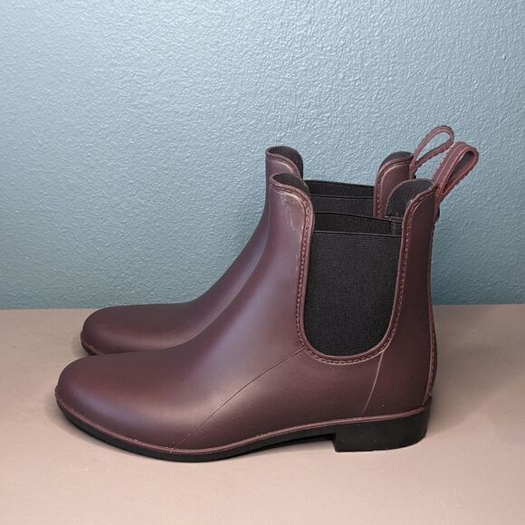 Sam Edelman Tinsley Maroon Rubber Waterproof Women's Chelsea Rain Boots Size 7 - Picture 2 of 8